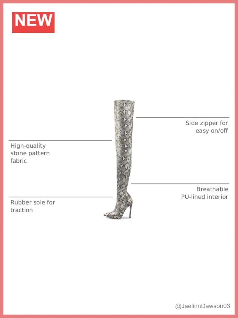 Stiletto Heel Thigh High Boots Over the Knee Side Zipper Chunky Heel Women Shoes